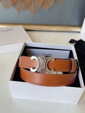 Celine | Accessories | Celine White Leather Triomphe Belt With